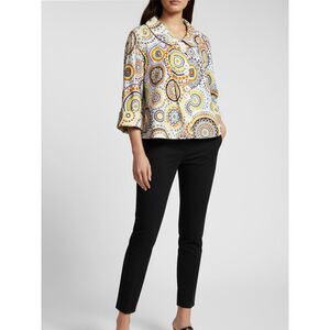 Casual Studio Boho Medallion Print Jacket | Blue & White 3/4 Sleeve - Size L